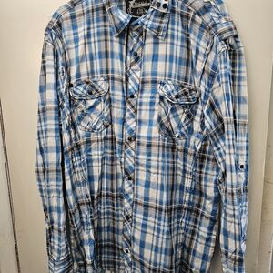 Buckle Blue and White Casual Button Down Shirt